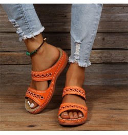 Woman Arch Support Sandals Ladies Hollow Out Embroidered Slip on Mules Slippers Casual Wedge Moccasin Sandals Summer Beach Lo...