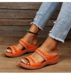 Woman Arch Support Sandals Ladies Hollow Out Embroidered Slip on Mules Slippers Casual Wedge Moccasin Sandals Summer Beach Lo...