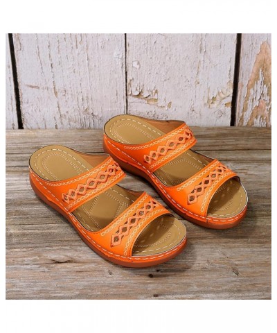 Woman Arch Support Sandals Ladies Hollow Out Embroidered Slip on Mules Slippers Casual Wedge Moccasin Sandals Summer Beach Lo...