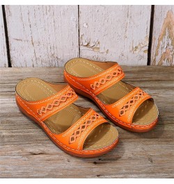 Woman Arch Support Sandals Ladies Hollow Out Embroidered Slip on Mules Slippers Casual Wedge Moccasin Sandals Summer Beach Lo...