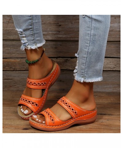 Woman Arch Support Sandals Ladies Hollow Out Embroidered Slip on Mules Slippers Casual Wedge Moccasin Sandals Summer Beach Lo...