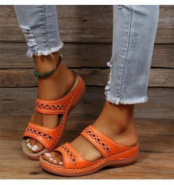 Woman Arch Support Sandals Ladies Hollow Out Embroidered Slip on Mules Slippers Casual Wedge Moccasin Sandals Summer Beach Lo...