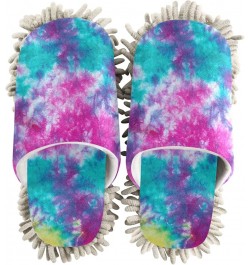 Colorful Tie Dye Slippers for Woman, Comfort Soft Washable Cleaning Slippers Chenille House Slippers Mopping Home Shoes Mop C...