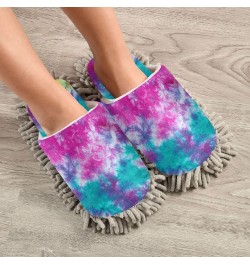 Colorful Tie Dye Slippers for Woman, Comfort Soft Washable Cleaning Slippers Chenille House Slippers Mopping Home Shoes Mop C...