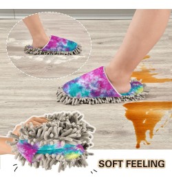 Colorful Tie Dye Slippers for Woman, Comfort Soft Washable Cleaning Slippers Chenille House Slippers Mopping Home Shoes Mop C...