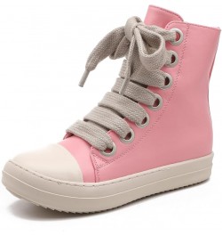 High Top Sneakers for Women Lace Up Fashion Canvas Shoes with Zipper Comfort Platform Walking Shoes Pink Thick Shoelaces $32....