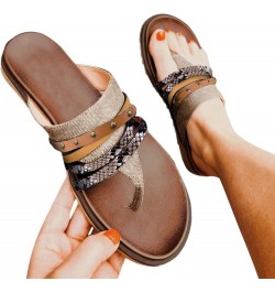 White Flip Flops Women Arch Support Sandals Summer Sandals For Women 2024 Flats Sandals Women Beach Flats Shoes Women Brown-2...