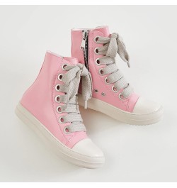 High Top Sneakers for Women Lace Up Fashion Canvas Shoes with Zipper Comfort Platform Walking Shoes Pink Thick Shoelaces $32....