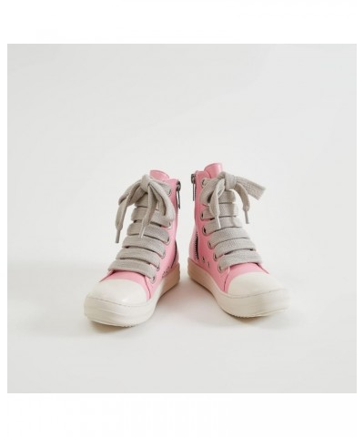 High Top Sneakers for Women Lace Up Fashion Canvas Shoes with Zipper Comfort Platform Walking Shoes Pink Thick Shoelaces $32....