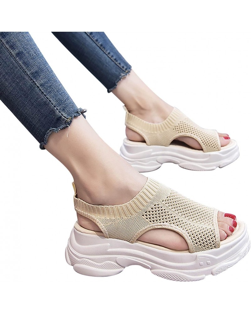 Womens Orthopedic Shoes, Platform Sandals for Women Women's Slip On Mesh Walking Shoes Summer Slip-On Sandals Orthopedic Plat...