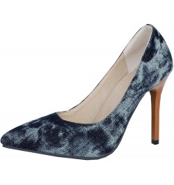 Women's Slip-on Dress Shoes Fashion Thin Heel Pumps Dark Blue $23.51 Pumps