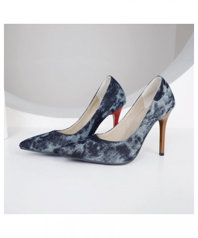 Women's Slip-on Dress Shoes Fashion Thin Heel Pumps Dark Blue $23.51 Pumps