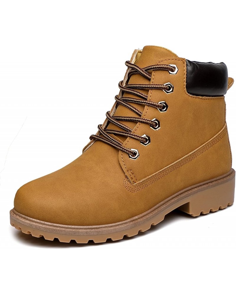 Women's Work Boots Comfortable - Waterproof Outdoor Lace Up Combat Black Camel Booties Camel $20.70 Outdoor Shoes