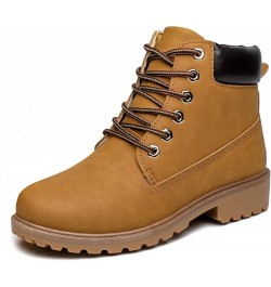 Women's Work Boots Comfortable - Waterproof Outdoor Lace Up Combat Black Camel Booties Camel $20.70 Outdoor Shoes