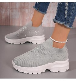 Ladies Fashion Breathable Mesh Rhinestone Decorative Thick Sole Casual Sports Shoes Women's Wedge Sneaker Grey $17.68 Fashion...