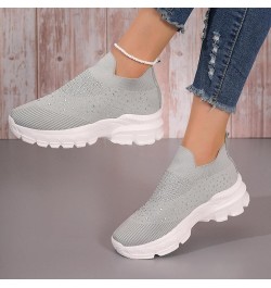 Ladies Fashion Breathable Mesh Rhinestone Decorative Thick Sole Casual Sports Shoes Women's Wedge Sneaker Grey $17.68 Fashion...