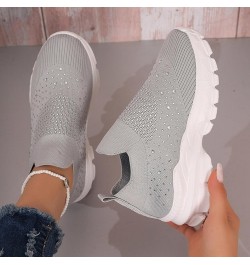 Ladies Fashion Breathable Mesh Rhinestone Decorative Thick Sole Casual Sports Shoes Women's Wedge Sneaker Grey $17.68 Fashion...