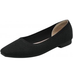 Women's Slip On Flats Square Toe Flexible Walking Shoes Classic Comfort Knitted Ladies Ballet Flats Shoes Black $22.03 Flats