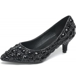 Rhinestone Wedding Shoes for Women Slip on Party Evening Pumps Yy26 Black 5cm Heel $26.84 Pumps