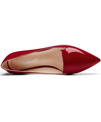 Womens Low Kitten Heel Pointed Toe Pumps Slip-on Casual Dress Patent Leather 1.2 Inches Shoes Burgundy Red $32.95 Pumps