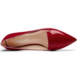 Womens Low Kitten Heel Pointed Toe Pumps Slip-on Casual Dress Patent Leather 1.2 Inches Shoes Burgundy Red $32.95 Pumps