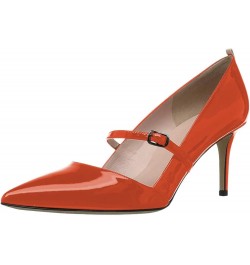 Women Mary Jane Pointed Toe Mid Heels Pumps Slip On Buckled Dress Formal Office Lady Shoes Size 4-15 US Orange $42.31 Pumps