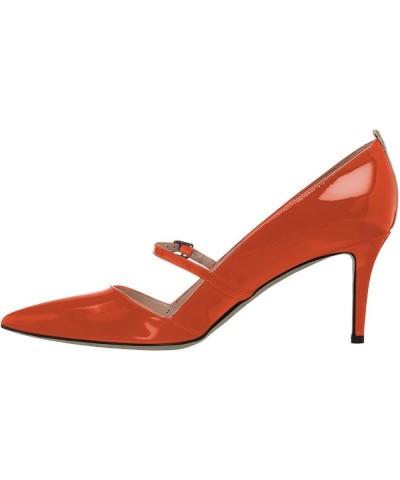 Women Mary Jane Pointed Toe Mid Heels Pumps Slip On Buckled Dress Formal Office Lady Shoes Size 4-15 US Orange $42.31 Pumps