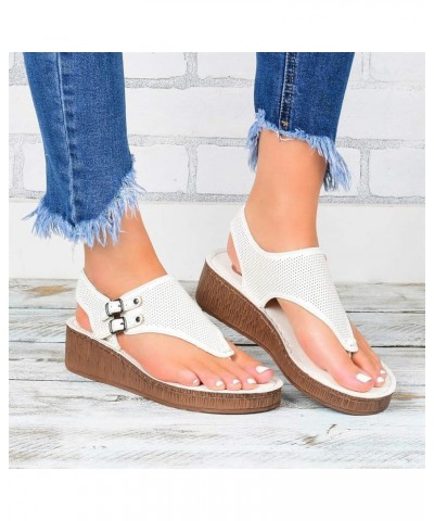 Wedge Sandals for Women casual summer platform wedge flip flop daily sandals for women platform sandals women Z-01 White $12....