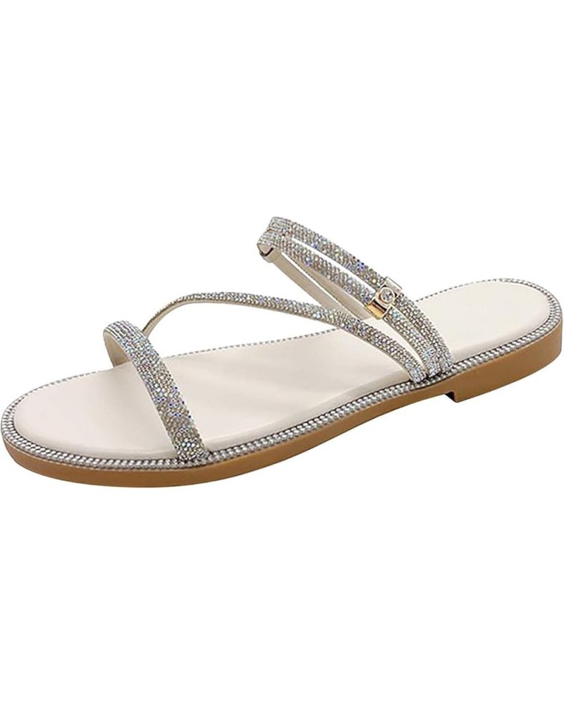 Sandals Women Sandalias Womens Flats Sandals Women Dressy Summer Flat Comfortable Dress Flats For Women Comfortable Dr F-whit...