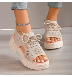 Women Summer Mesh Beach Slip On Sport Hollow Casual Open Toe Flat Soft Bottom Platform Chunky Sandals for Women 10 Beige $16....