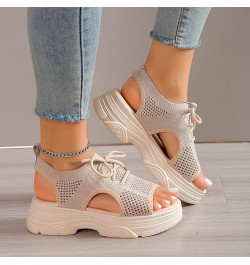 Women Summer Mesh Beach Slip On Sport Hollow Casual Open Toe Flat Soft Bottom Platform Chunky Sandals for Women 10 Beige $16....