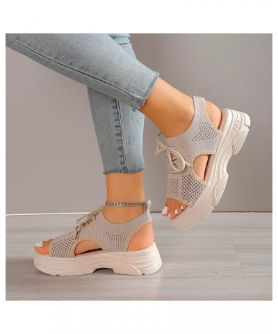 Women Summer Mesh Beach Slip On Sport Hollow Casual Open Toe Flat Soft Bottom Platform Chunky Sandals for Women 10 Beige $16....