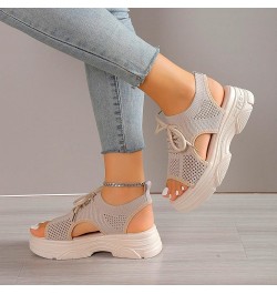 Women Summer Mesh Beach Slip On Sport Hollow Casual Open Toe Flat Soft Bottom Platform Chunky Sandals for Women 10 Beige $16....