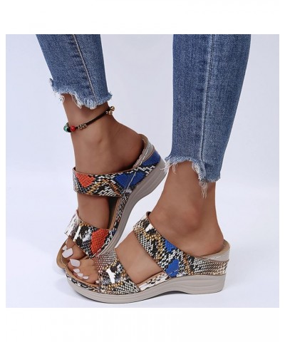 Women Open Toe Breathable Beach Sandals Slip On Leopard Wedges Slide Sandas for Women 2023 Dressy Summer Casual Flip Flops wi...