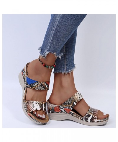 Women Open Toe Breathable Beach Sandals Slip On Leopard Wedges Slide Sandas for Women 2023 Dressy Summer Casual Flip Flops wi...