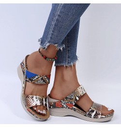 Women Open Toe Breathable Beach Sandals Slip On Leopard Wedges Slide Sandas for Women 2023 Dressy Summer Casual Flip Flops wi...