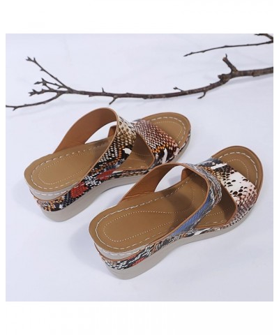 Women Open Toe Breathable Beach Sandals Slip On Leopard Wedges Slide Sandas for Women 2023 Dressy Summer Casual Flip Flops wi...