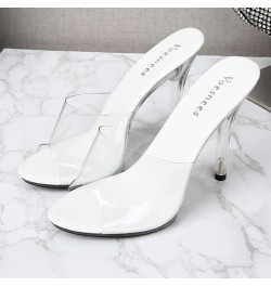 Women'S High Chunky Block Heel Pump Dress Heeled sandals Hiking sandals Women sandal Heels For Women sandals Size 7.5 3-white...