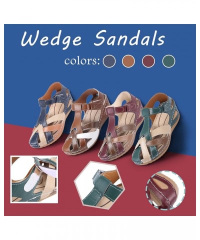 Sandals for Women Summer Closed Toe Hollow Wedge Sandals Soft PU Leather Closed Toe Vintage Anti-Slip Sandals Closed Toe Sand...