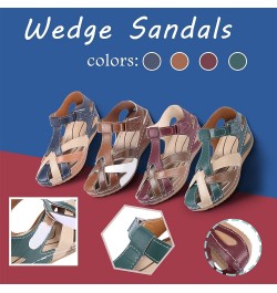 Sandals for Women Summer Closed Toe Hollow Wedge Sandals Soft PU Leather Closed Toe Vintage Anti-Slip Sandals Closed Toe Sand...