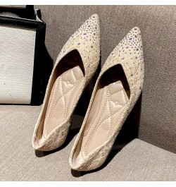 Womens Comfortable Flats Pointed Toe Rhinestone Wedding Dress Flats Breathable Slip on Walking Flat Shoes M Khaki $10.98 Flats