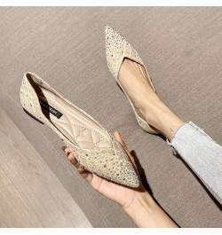 Womens Comfortable Flats Pointed Toe Rhinestone Wedding Dress Flats Breathable Slip on Walking Flat Shoes M Khaki $10.98 Flats