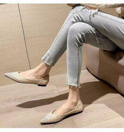 Womens Comfortable Flats Pointed Toe Rhinestone Wedding Dress Flats Breathable Slip on Walking Flat Shoes M Khaki $10.98 Flats