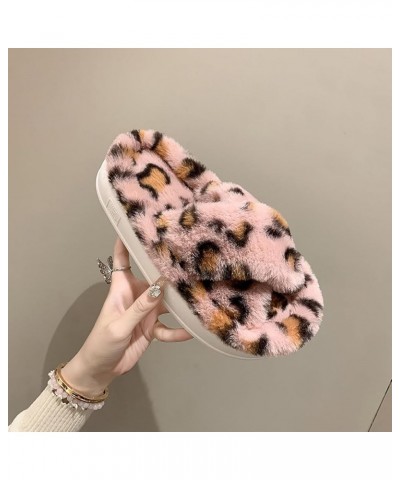 Women's Thick Bottom Slipper Cross Band Slippers Cozy Furry Fuzzy Slippers Open Toe Fluffy Indoor Shoes Outdoor Slip on Warm ...