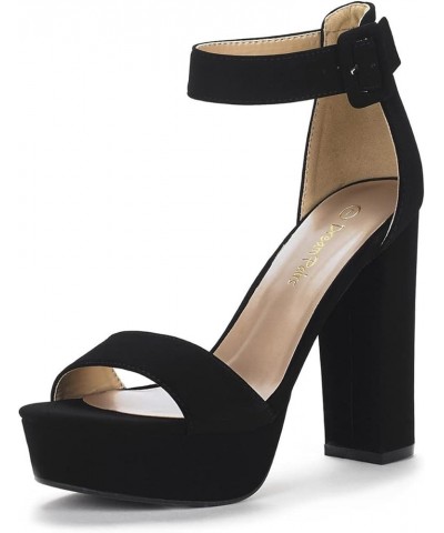 Women's Hi-Lo High Heel Platform Pump Sandals Black/Nubuck $26.51 Sandals