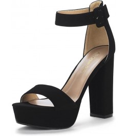 Women's Hi-Lo High Heel Platform Pump Sandals Black/Nubuck $26.51 Sandals