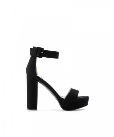 Women's Hi-Lo High Heel Platform Pump Sandals Black/Nubuck $26.51 Sandals