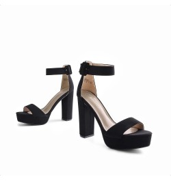 Women's Hi-Lo High Heel Platform Pump Sandals Black/Nubuck $26.51 Sandals