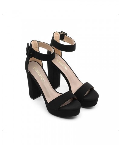 Women's Hi-Lo High Heel Platform Pump Sandals Black/Nubuck $26.51 Sandals