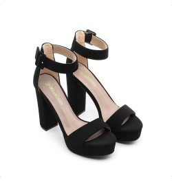 Women's Hi-Lo High Heel Platform Pump Sandals Black/Nubuck $26.51 Sandals